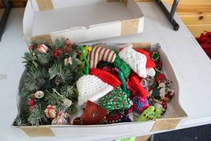 lot 389 image: Collection of Vintage Holiday Ornaments and Handmade Stockings