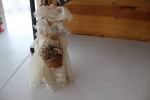 lot 409 image: Vintage Lace Doll with Decorative Basket and Flowers