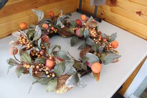 lot 417 image: Autumn-Inspired Wreath with Faux Fruits and Berries