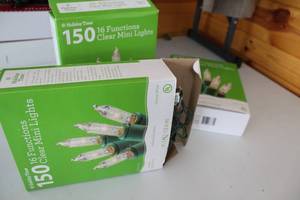 lot 495 image: Set of 2 Holiday Time 150 Count Clear Mini Lights with 16 Functions - 41.5 ft
