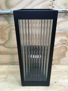 lot 111 image: Progress Lighting Clear Ribbed Glass Outdoor Medium Wall Lantern Light (Retails for $108)