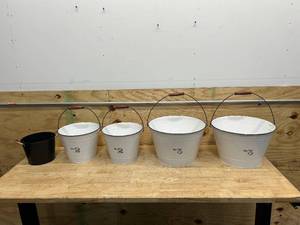 lot 90 image: Lot of 5- Decorative Buckets