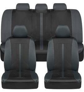 lot 99 image: MOTORTREND Soft Tex Seat Covers for Cars, Two-Tone Gray Car Full Set with Hooded Split Bench Cover