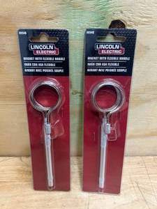 lot 133 image: LINCOLN ELECTRIC Lot of 2- Welding Magnets, Silver, Knurled Aluminum Handle, Neodymium Magnet, 2 lb Lift Capacity