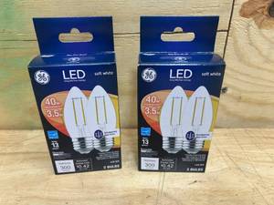 lot 160 image: GE LIGHTING Lot of 2 Packs of- Decorative LED Light Bulbs, Soft White, Clear, Dimmable, 300 Lumens, 3.5-Watts (2 bulbs per pack)