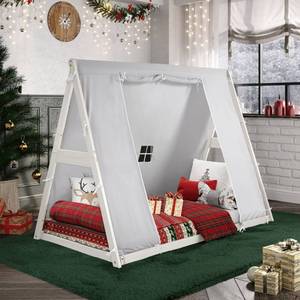 Pkolino Kids Tent Floor Bed - Twin, FSC Certified Wood, Washable Tent, WhiteGrey b MSRP $145