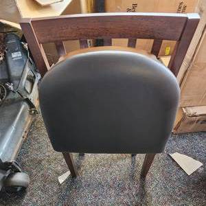 Lot Of Two Stakmore Folding Chairs Walnut Finish Espresso Bonded Leather New Open Box  MSRP $ 114