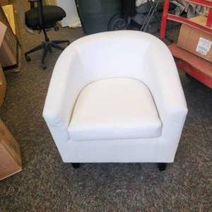 New Upholstered Club Chair Accent Barrel Chair, Ivory  Already Assembled  MSRP $179