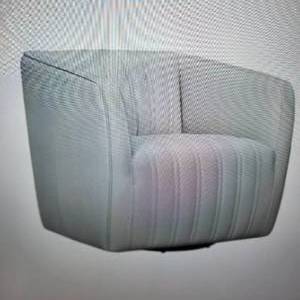 Living Aries 17 Modern Genuine Leather Swivel Barrel Chair in Dove Gray MSRP $699