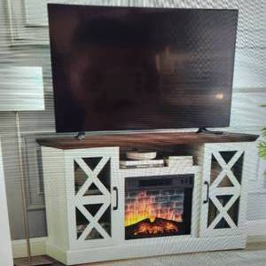 Includes Fireplace Fireplace TV Stand for TVs up to 55, off WhiteWalnut  MSRP $148