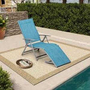 Pellebant 1-Piece Adjustable Aluminum Outdoor Chaise Lounge in Blue Customer Returns See Pictures