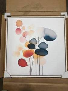 Turquoise Glimmer Gold Floating Framed Canvas Abstract Art 24 in. x 36 in.  Customer Returns See Pictures