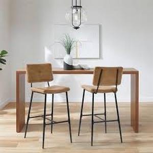 StyleWell 26 in. Blackburn Mid-Century Modern Cognac Faux Leather Counter Stool with Black Metal Frame (Set of 2) Customer Returns See Pictures