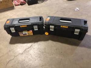 Lot of DEWALT 28 in. W 12 Gal. Polypropylene Rolling Tool Box Customer Returns See Pictures