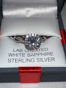 Lab White Sapphire Silver Ring