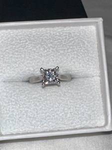 Solitaire CZ and Sterling Silver Ring