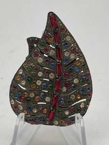 Art Deco Rhinestone Dress Clip Multicolor