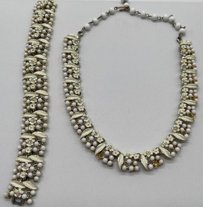 Vintage BSK Enamel and Gold Toned Necklace and Bracelet