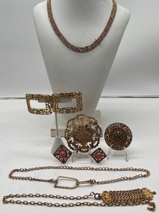 Victorian Revival Art Nouveau-esqe 1930s Jewelry Lot Musi Shoe Clips
