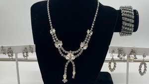 Vintage Lot Clear Rhinestone Jewelry Expandable Made in Japan Bracelet
