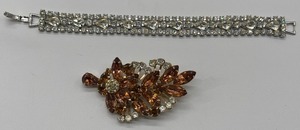 Weiss Brooch Rootbeer and Clear Rhinestone and Clear Rhinestone Weiss Bracelet
