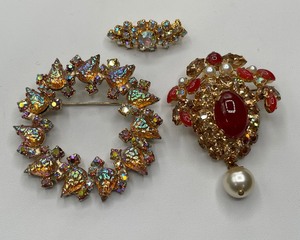 Austrian Brooch with Pearl Drop, Small Austria Brooch both marked