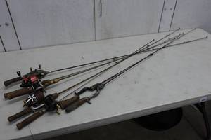 lot 15 image: 6 Vintage Fishing Poles - Some Metal
