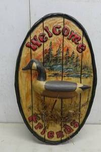lot 22 image: Carved Wood Welcome Sign