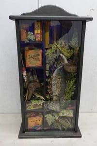 lot 27 image: Hunting and Fishing Themed Wooden Shelf Shadow Box