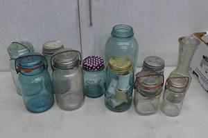 lot 223 image: Assorted Canning Jars - Many Antique