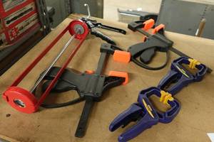 lot 389 image: Caulk Gun with Vice Grips and Clamps