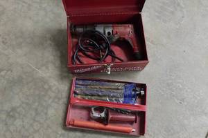 lot 393 image: Milwaukee Hammer Drill with Bits
