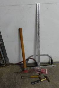 lot 395 image: Assorted Tools -Hammer, Pick Axe