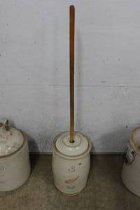 lot 323 image: Antique Red Wing 3 Gallon Stoneware Butter Churn