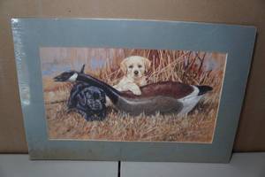 lot 48 image: Unframed Print - Labs with Goose Decoy