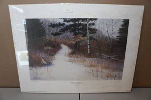 lot 76 image: Unframed Les Kouba Print - Grouse Feedin - 14232000