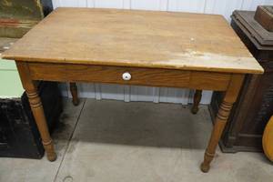 lot 233 image: Wood Table with Drawer