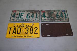 lot 241 image: License Plates - 1971 Minnesota, 1940 Minnesota, US Virgin Islands