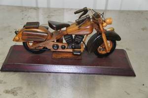 lot 245 image: Carved Wood Motorcycle