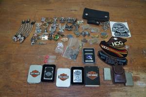 lot 253 image: Assorted Harley Davidson and Sturgis Pins and Collectibles