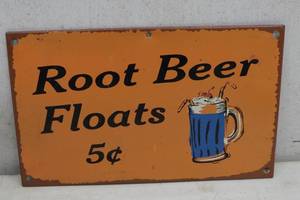 lot 153 image: Vintage Look Root Beer Floats Metal Sign
