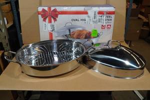 Stainless Steel Roaster Pan with Lid & Rack