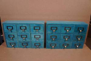 2 Vintage Style Wooden Apothecary 9-Drawer Cabinet 15x10.4