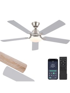 Bykistok Modern Ceiling Fan with Light 52 Nickel Finish