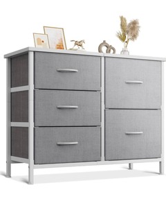 5-Drawer Dresser -White & Gray