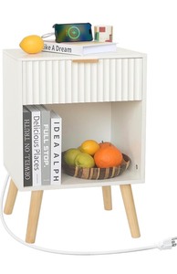 White Modern NightstandSide Table -White