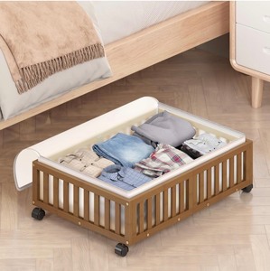 Bamboo Underbed Storage Container with Wheels