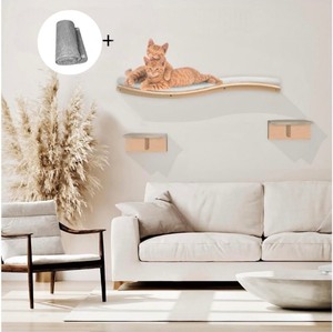Long Cat Shelf with Wavy Design