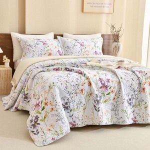 Quilted Coverlet Set -Queen, Quilt & 2 Pillow Covers