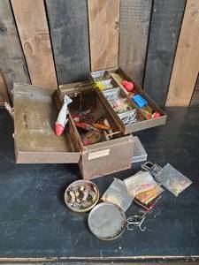 Lot of Vintage Tackle with Vintage Tackle Box